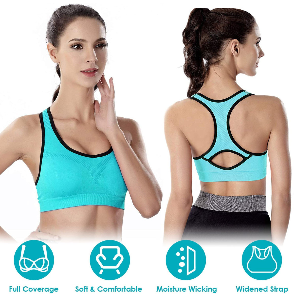 3 Packs Women Padded Sports Bras Yoga Fitness Push up Bra Female Top for Gym Running Workout Training