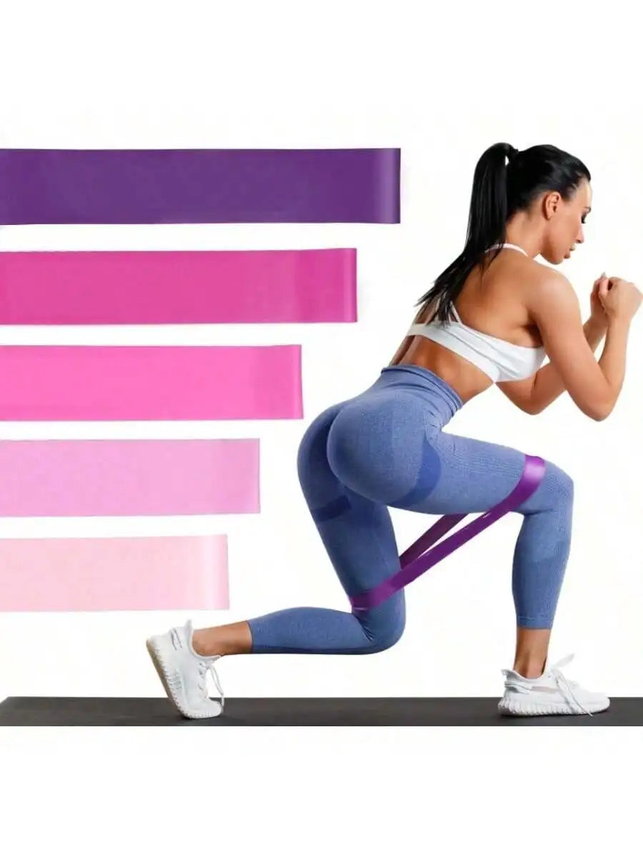 5 Pcs Pink Resistance Bands Set, Workout Bands for Leg Butt Exercise, Elastic Fitness Loop for Home Gym